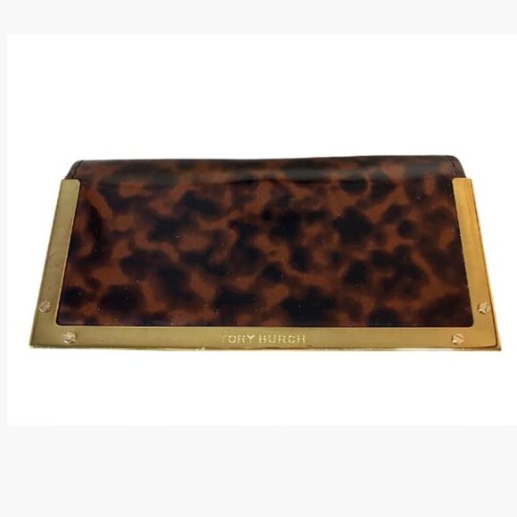 Tory Burch Other - Tory Burch Tortoiseshell Sunglasses Eyeglasses Case With Gold-Tone Trim EUC